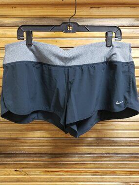 Nike Dri-FIT Running Shorts Black Gray Back Zip Pocket Drawcord Unlined Size XL